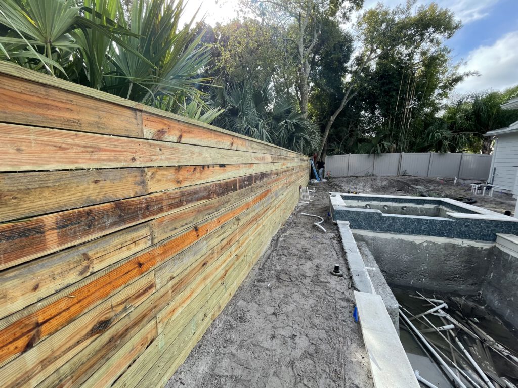 Fence set before the pool deck