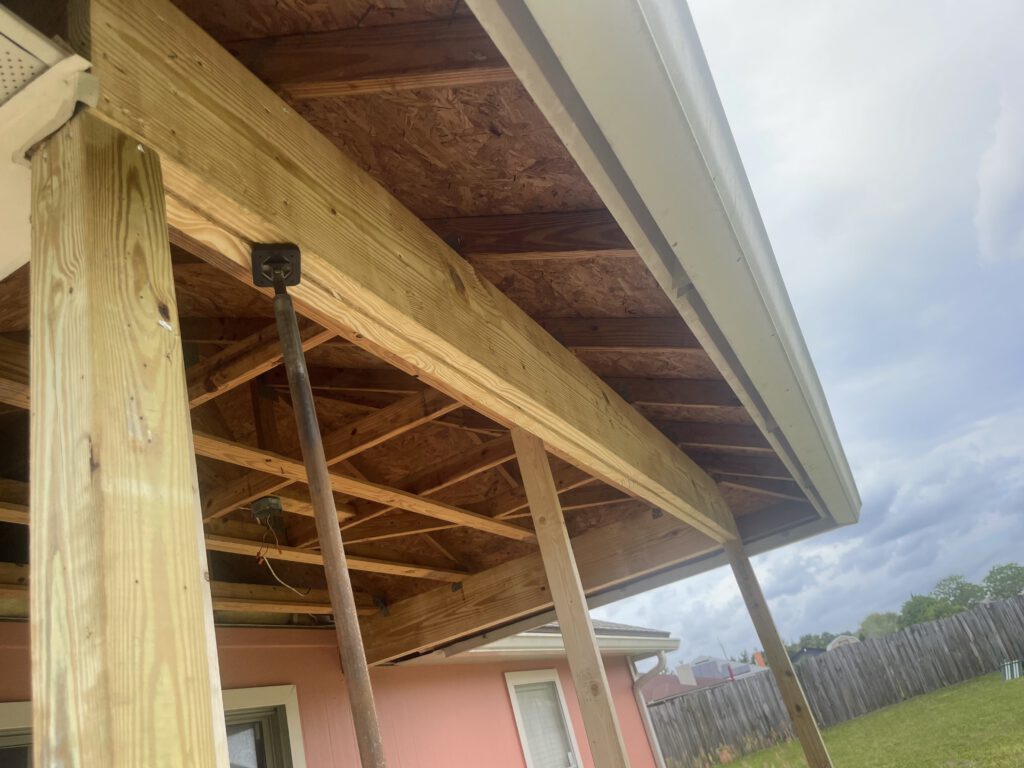 Patio roof reframed
