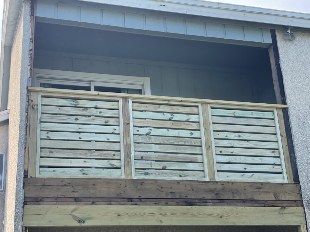 Rebuilt balcony and slat rail