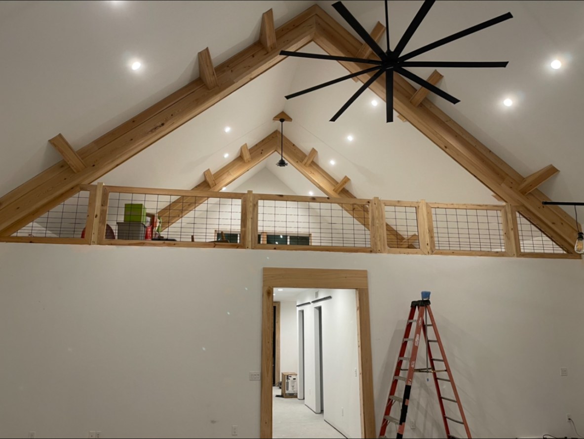 Timber truss and loft rail