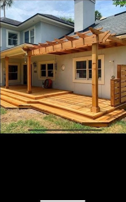Cedar pergola and deck