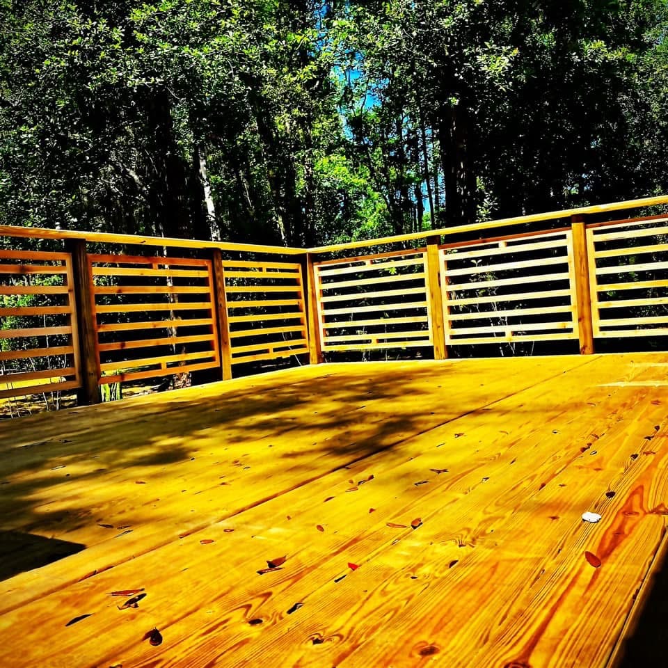 Hardwood deck and slat rail