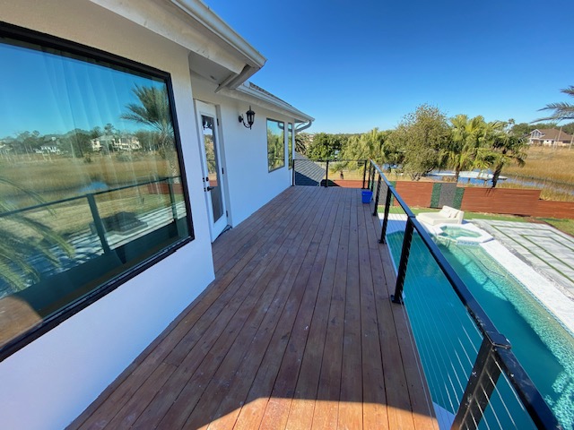 Ipe deck with cable rail