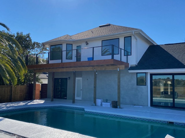 Rear elevation and pool deck